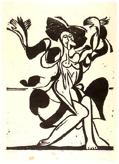Ernst Ludwig Kirchner Dancing Mary Wigman - Woodcut oil painting image